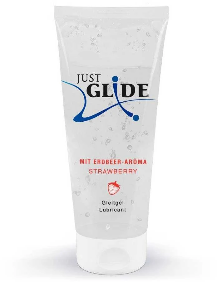 Just Glide Strawberry Braškių kvapo vandens pagrindo lubrikantas, 200 ml