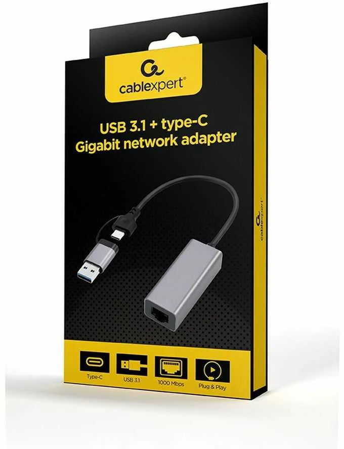 Gembird tinklo adapteris USB-C ir USB 3.1 pakuotėje