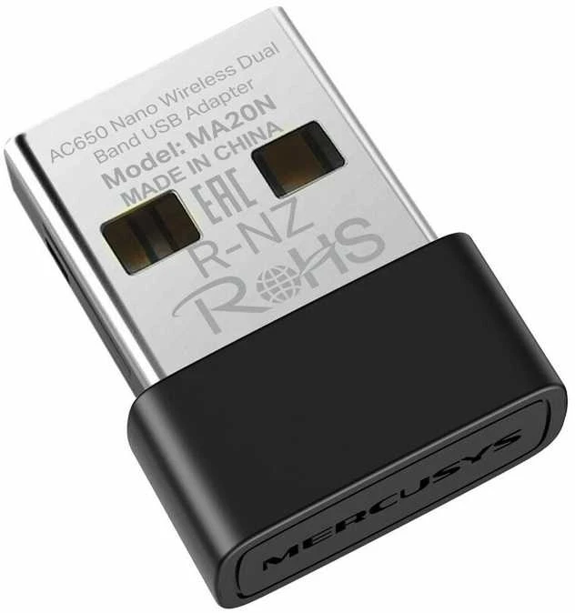Mercusys MA20N USB adapteris su gamintojo žymėjimu