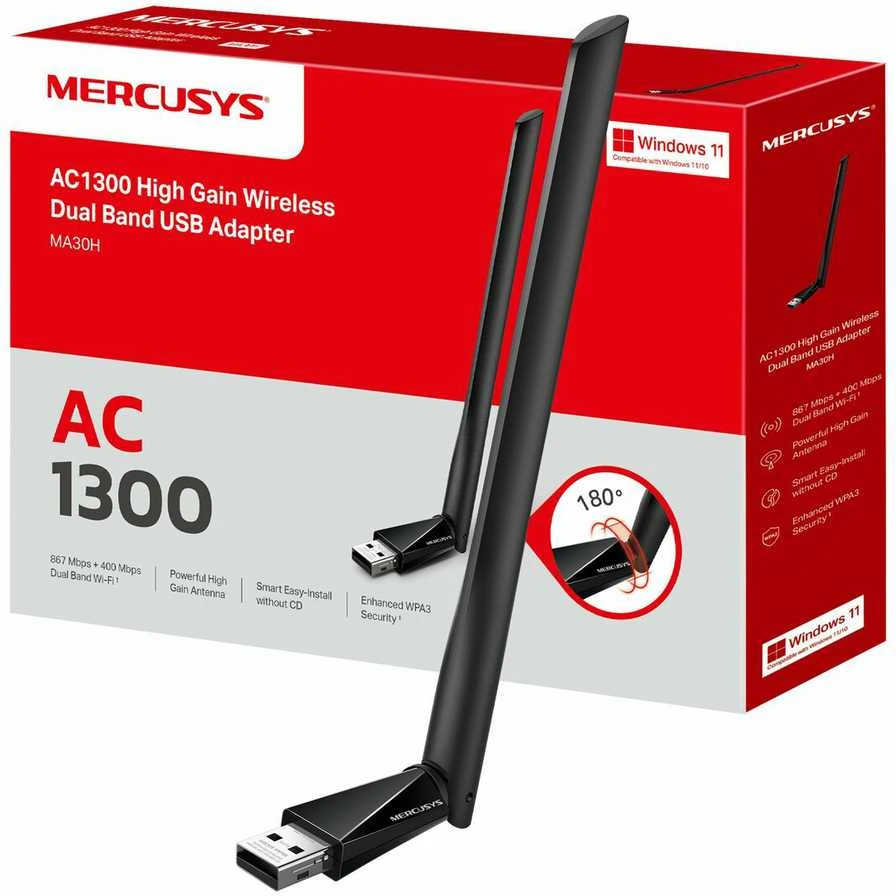 Mercusys AC1300 High Gain Wi-Fi USB adapteris | MA30H