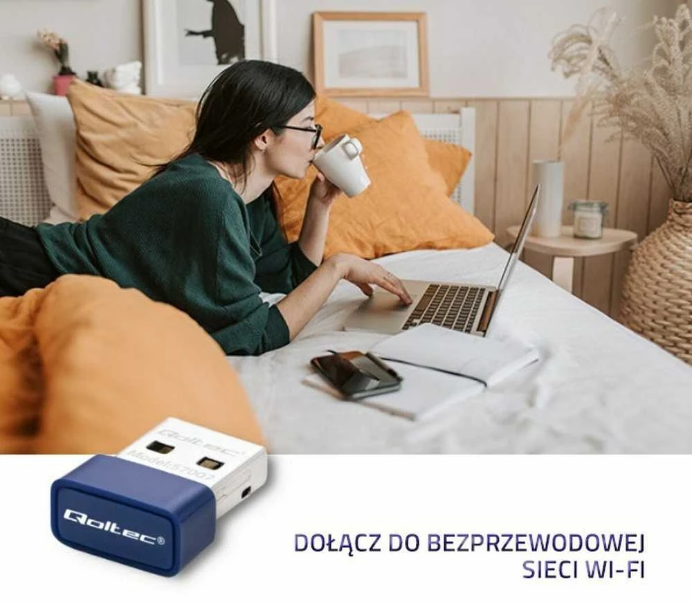 QOLTEC Wireless Mini Bluetooth USB WiFi adapteris