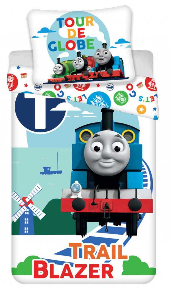 Patalynė bawełniana 140x200 Tomek i przyjaciele 0349 Thomas and friends pociąg lokomotywa ciuchcia poszewka 70x90 Trail blazer