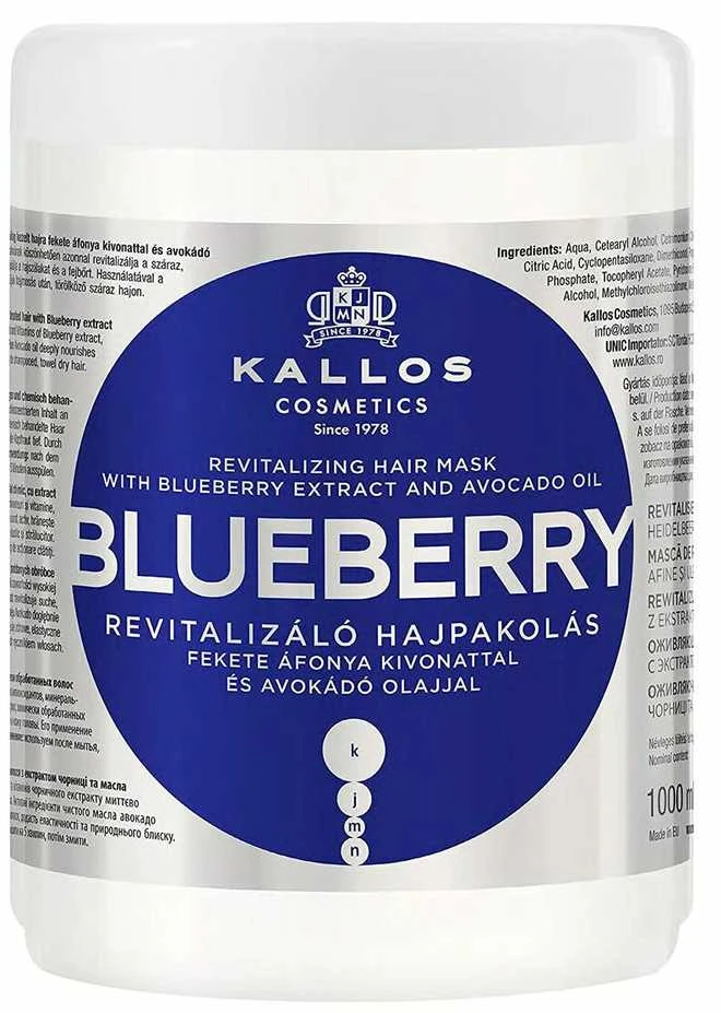 Sausų dažytų plaukų kaukė Kallos BLUEBERRY Revitalizing Hair Mask 1000 ml