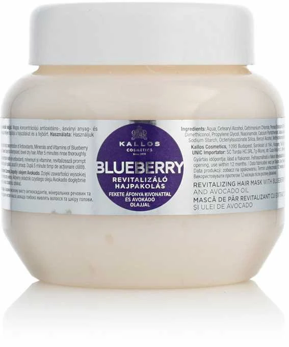 Kallos Cosmetics Blueberry Revitalizing Hair Mask atgaivinanti kaukė plaukams, 275 ml