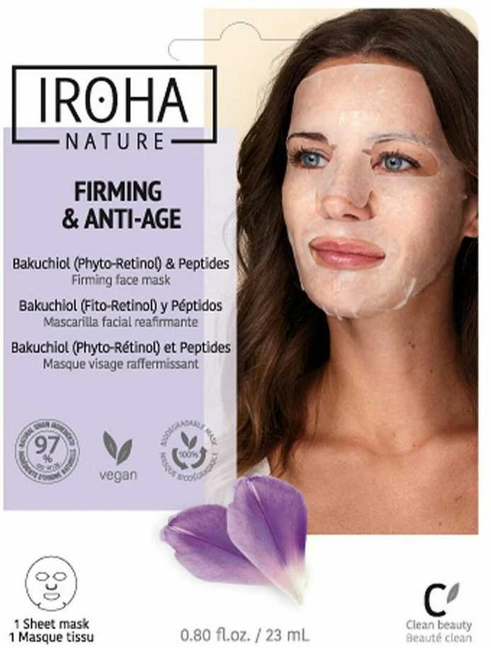Veido kaukė Iroha Tissue Face Mask With Bakuchiol & Peptides, su bakuchioliu ir peptidais, 23 ml