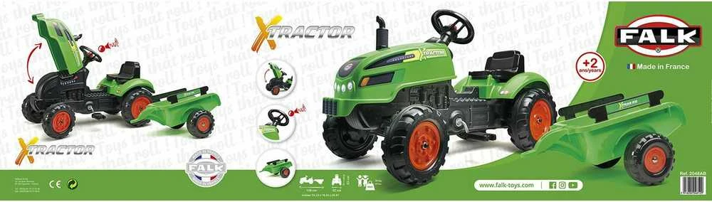 Traktorius su priekaba FALK X Tractor žalias