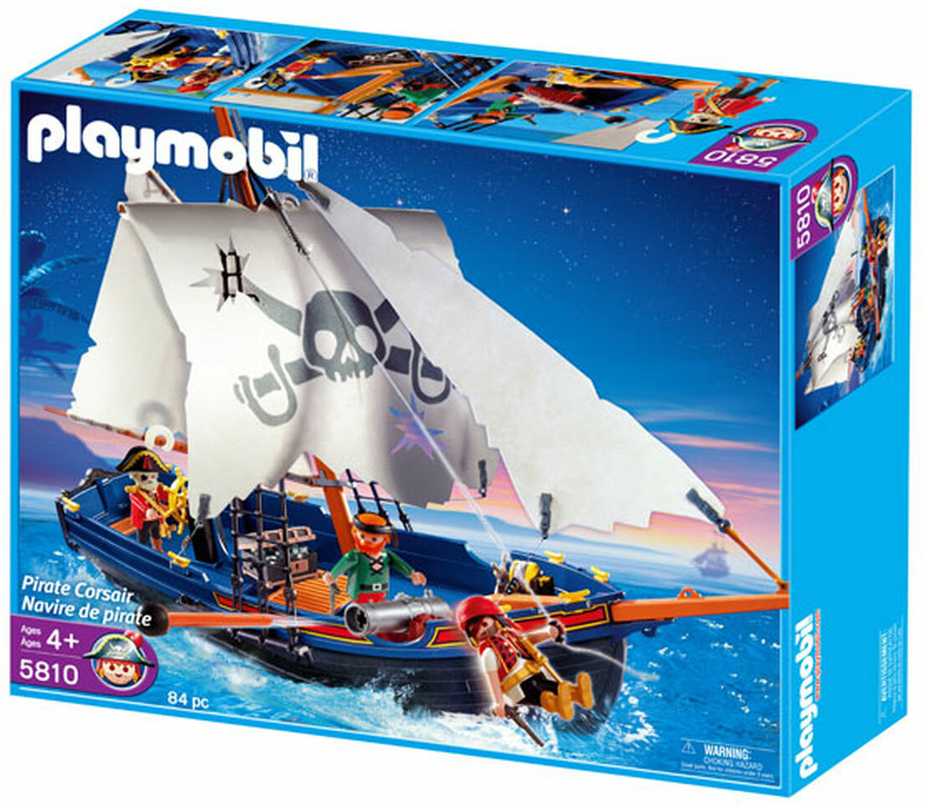 PLAYMOBIL 5810 Piratų valtis su kanonu, plaukia vandenyje, 3 personažai, 84 dalys, Piratai, Nuo 4 metų