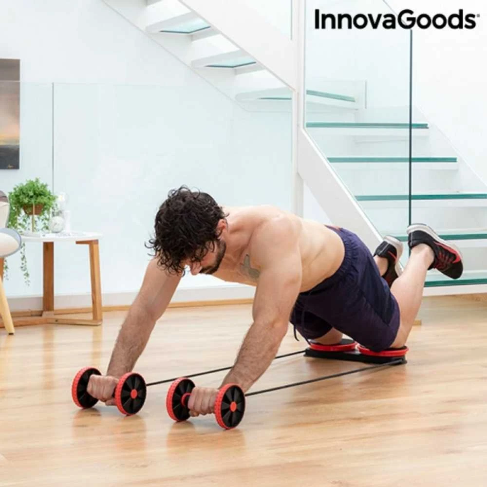 Pilvo volelis su besisukančiais diskais, elastinėmis juostomis ir pratybų vadovu Twabanarm InnovaGoods