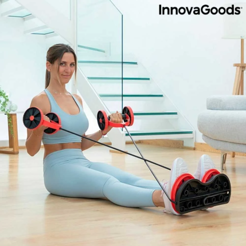 Pilvo volelis su besisukančiais diskais, elastinėmis juostomis ir pratybų vadovu Twabanarm InnovaGoods