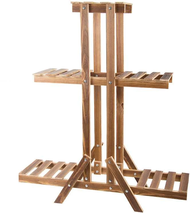 Medinis trijų lygių gėlių stovas 98 cm
