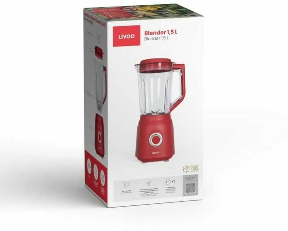 Virtuvinis kombainas Stalinis blenderis Livoo DOP242R 1,5 l 500 W su 2 greičiais ir turbo funkcija, raudonas