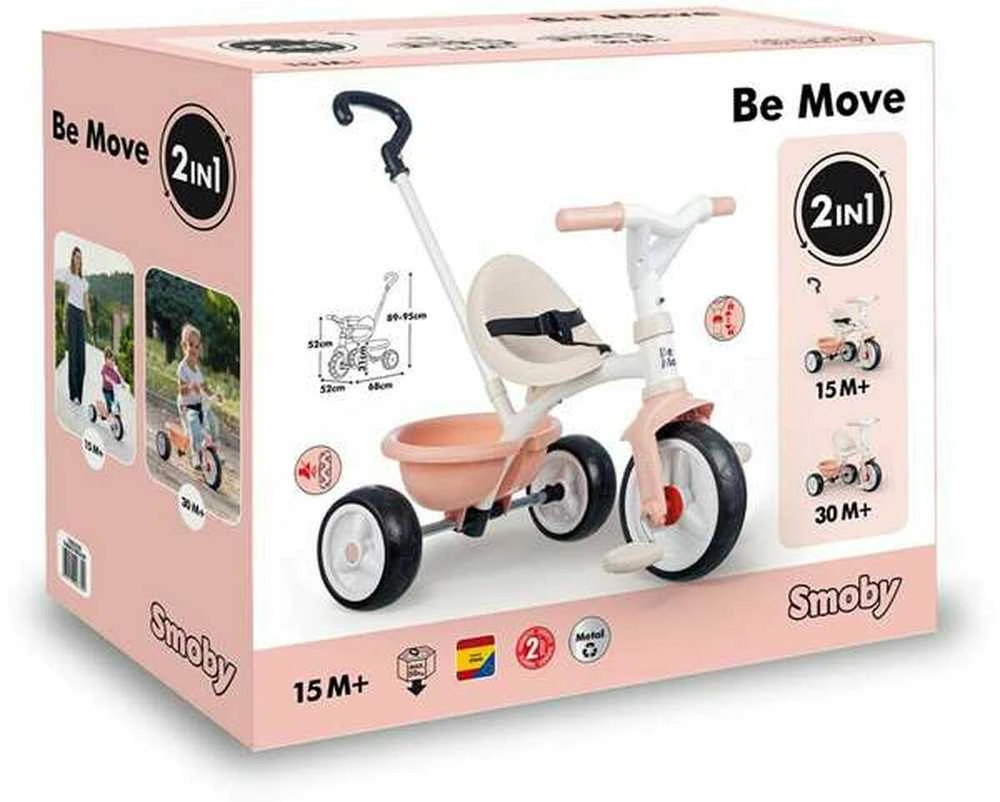 Triratukas Smoby Be Move rožinis su saugos diržais
