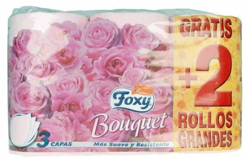 "Foxy Bouquet" spalvotas tualetinis popierius 3 sluoksniai 4 + 2 ritinėliai