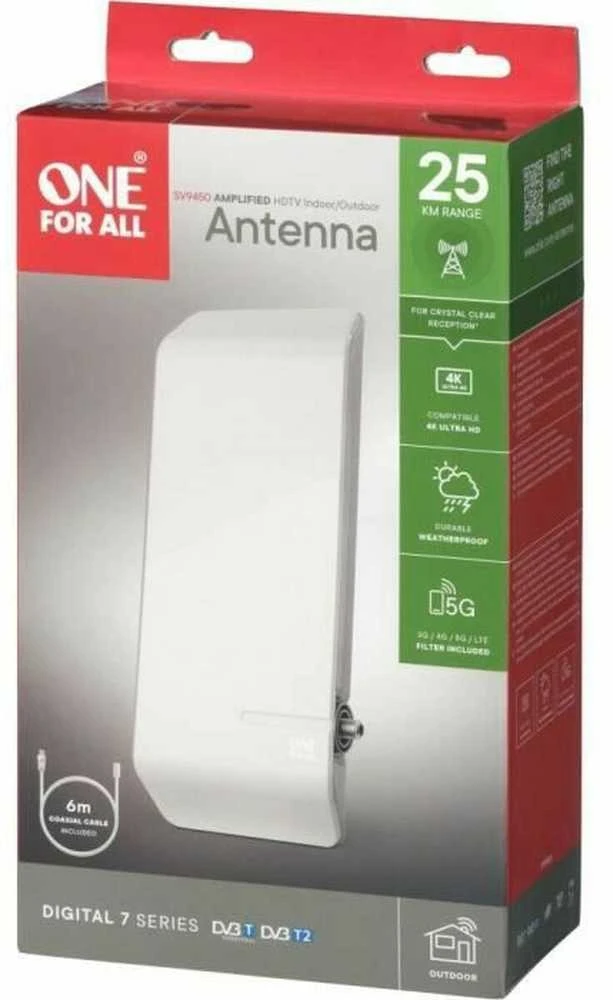 Skaitmeninė lauko antena ONE FOR ALL FULL HD 4G 44dB 6m / SV9450