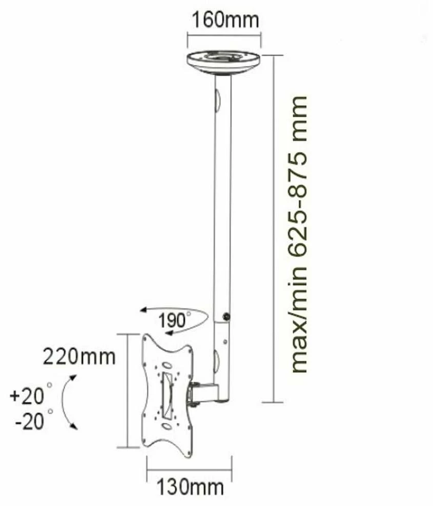 Laikiklis Montavimo sienelė televizoriui Maclean MC-504S (lubos, rotacinis, pakreipiamas - 42", maks. 30kg)