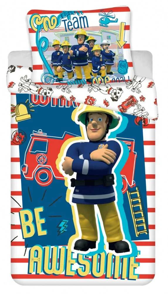 Patalynė bawełniana 140x200 Strażak Sam 0332 Straż Pożarna poszewka 70x90 dziecięca Fireman Sam wóz strażacki psy 101 dalmatyńczyków helikopter