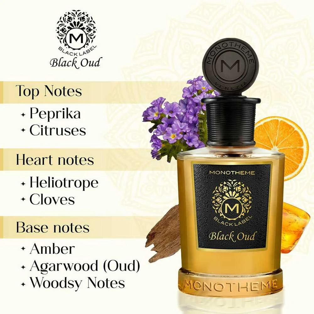 Monotheme Juodas Label Juodas Oud EDP parfumuotas vanduo unisex, 100 ml