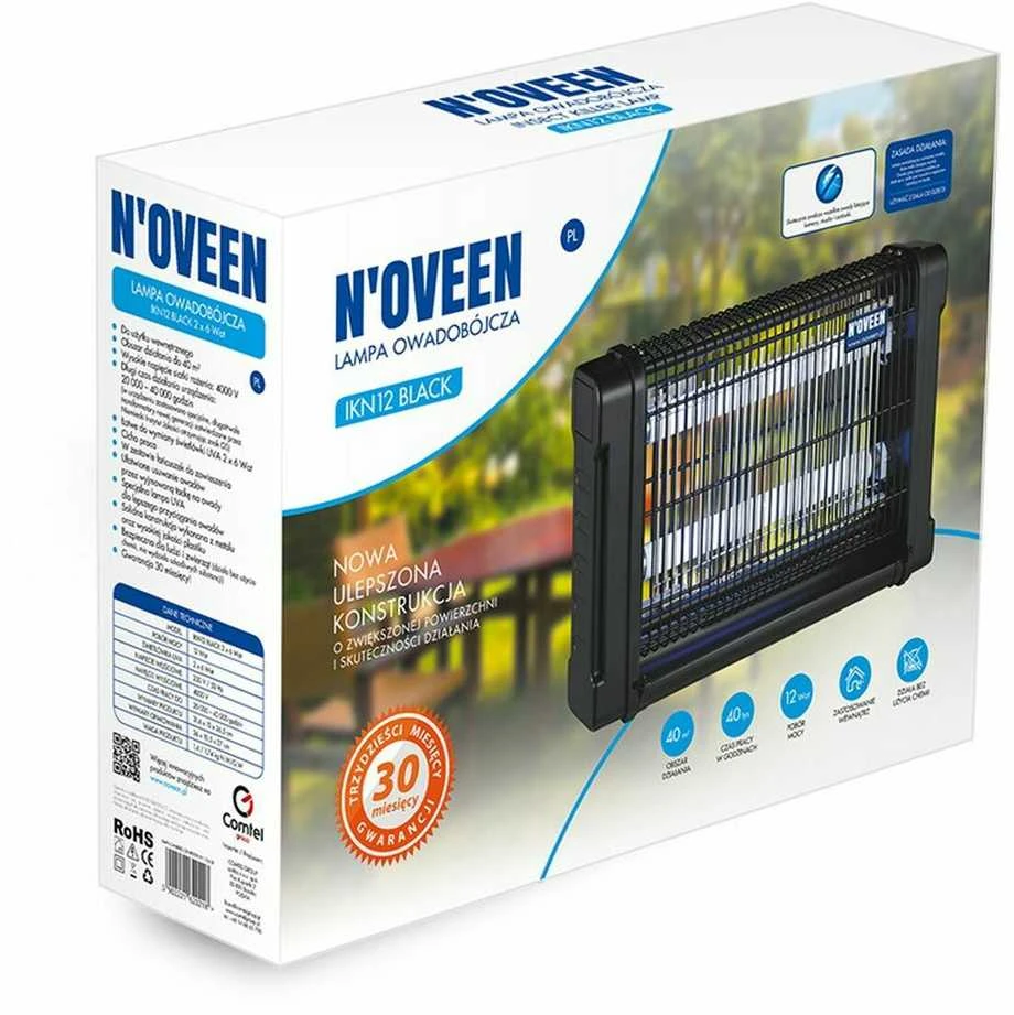 Lempa traukianti vabzdžius Noveen IKN 12 2X6 W, Juoda