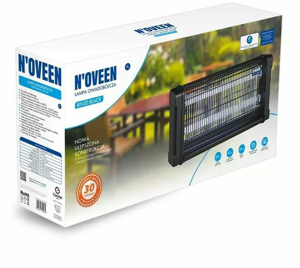 Lempa traukianti vabzdžius Noveen IKN 30 2X15 W, Juoda