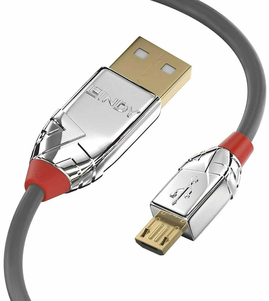 USB Kabelis - LINDY Cromo Line USB 2.0 Type A į Micro-B Laidas, M/M, 480Mbps, 2 m, Pilkas