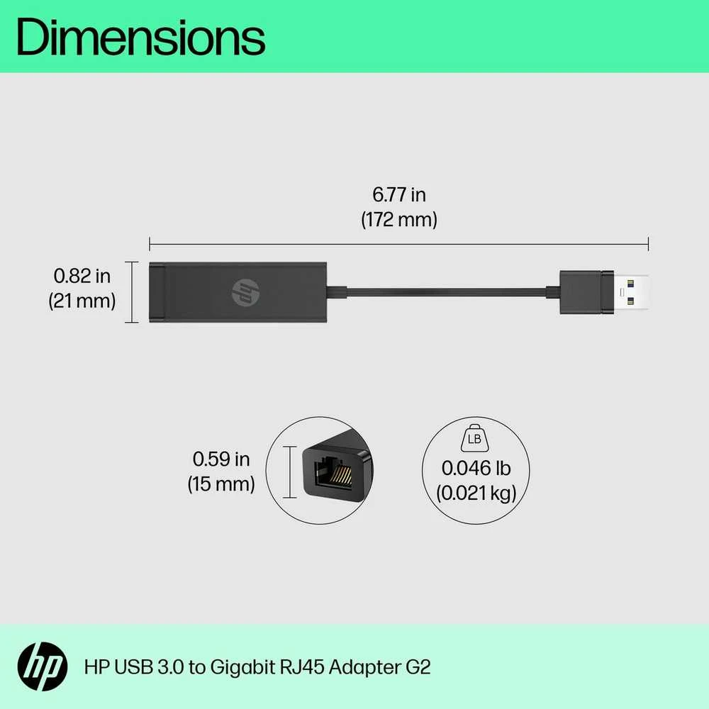Hewlett Packard (HP) HP USB 3.0 į RJ-45 10/100/1000 Gigabit LAN Ethernet RJ45 Adapteris G2