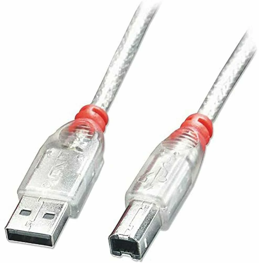 USB Kabelis - LINDY USB 2.0 Type A į B Laidas M/M, 5 m, Skaidrus