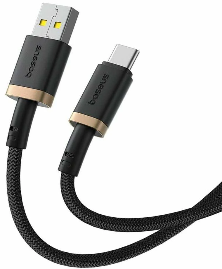 Baseus Dura USB Type A iki Type C 60 W greito įkrovimo laidas 1 m Juodas, Gold