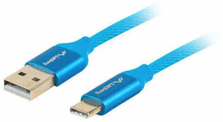LANBERG CA-USBO-22CU-0010-BL laidas Premium Quck Charge 3.0 USB-C M A M 1m Mėlyna
