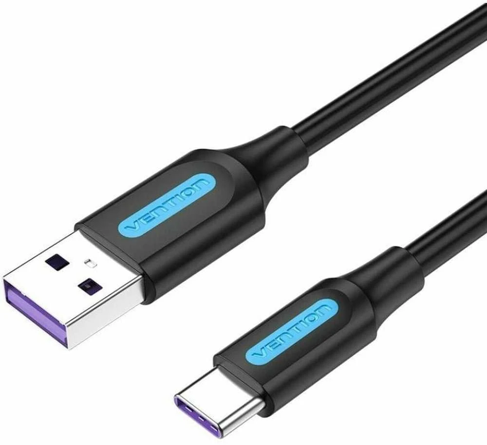 Vention USB 2.0 A į USB-C 5A kabelio anga CORBH 2m juodo tipo PVC