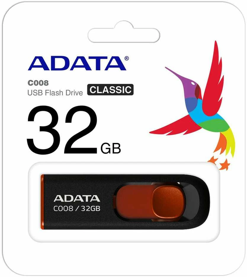 Ištraukiamas atmintukas Adata C008 32GB Juodas/raudonas