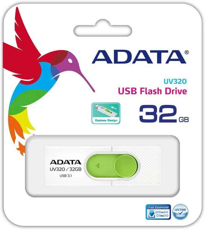 Atmintukas Adata UV320 32GB Baltas/Žalias