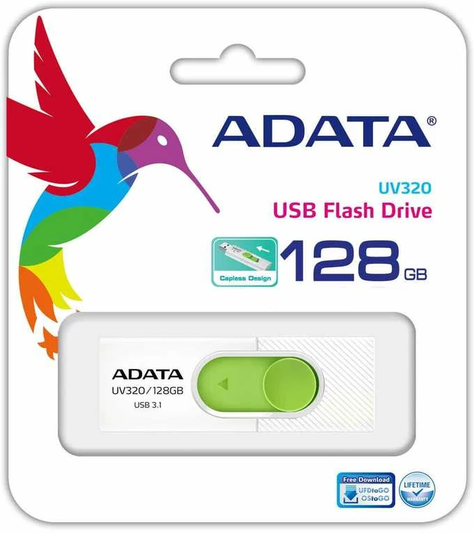 Atmintukas Adata UV320 128GB Baltas/Žalias
