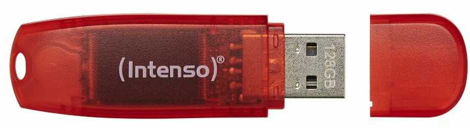 USB atmintinė 128GB USB 2.0 Intenso 3502491 Rainbow Line Raudona