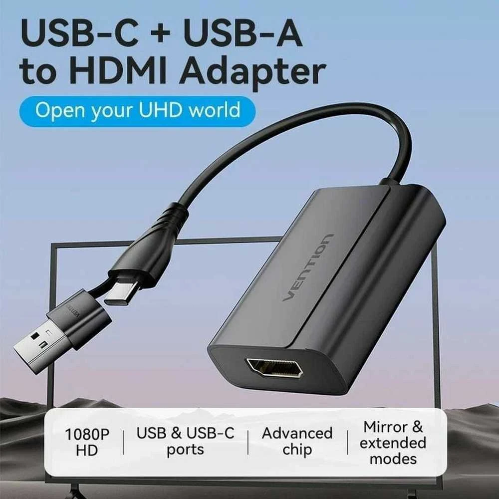 Vention HDMI adapteris su USB-C ir USB-A jungtimis