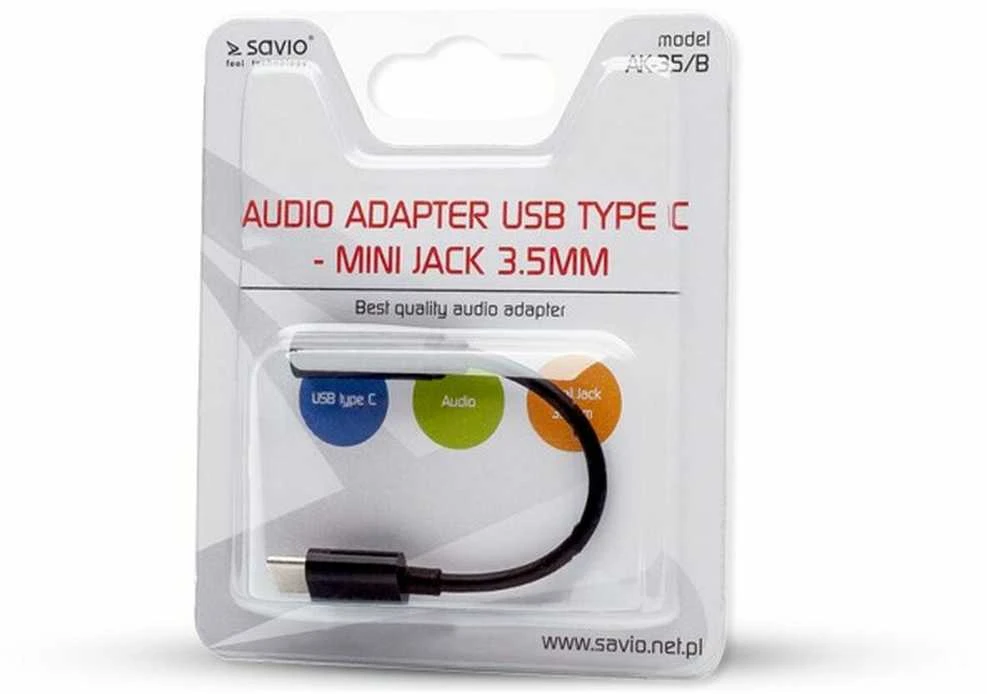Garso Adapteris - Savio USB 3.1 C į 3.5 mm, Juodas