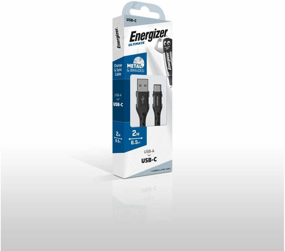 „Energizer Ultimate“ – USB-A į USB-C jungiamasis kabelis, 2 m, Juodas