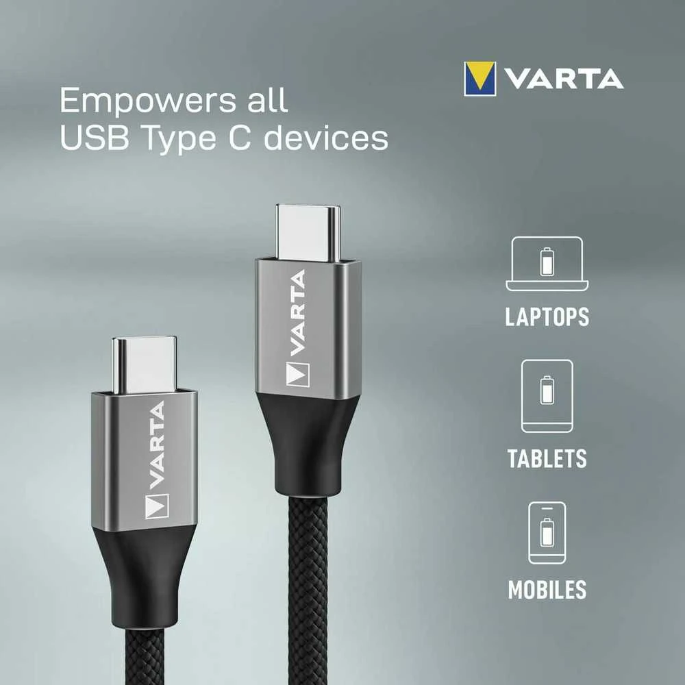 Varta Speed įkrovimo ir sinchronizavimo kabelis USB Type C iki C tipo 57936 laidas