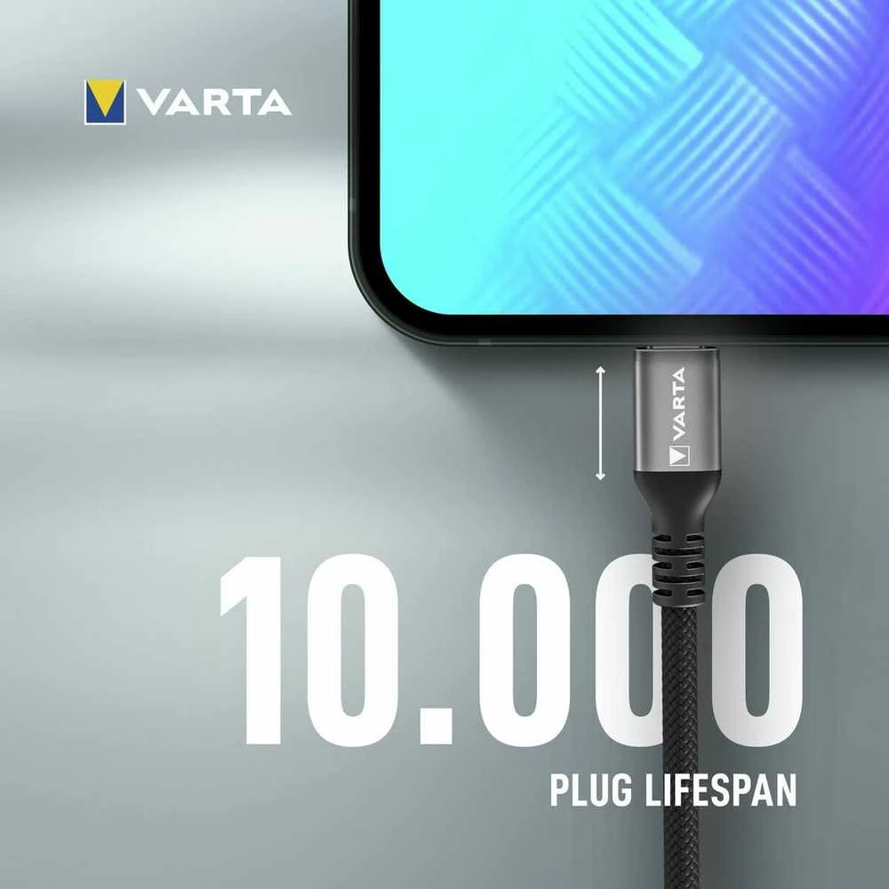 Varta Speed įkrovimo ir sinchronizavimo kabelis USB Type C iki C tipo 57936 laidas