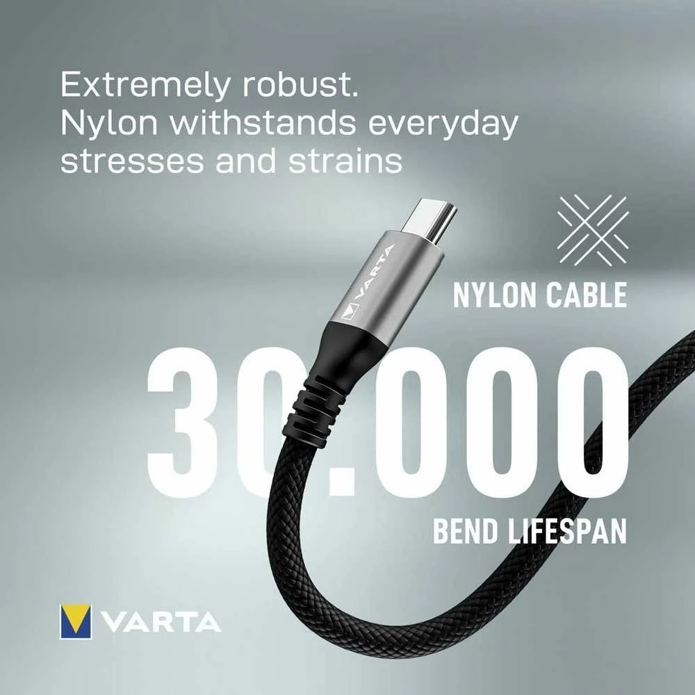 Varta Speed įkrovimo ir sinchronizavimo kabelis USB Type C iki C tipo 57936 laidas