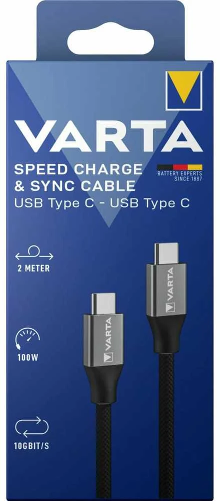 Varta Speed įkrovimo ir sinchronizavimo kabelis USB Type C iki C tipo 57936 laidas
