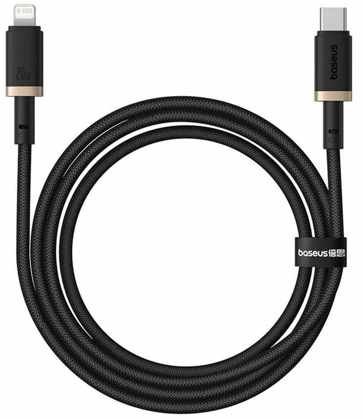 Baseus Dura Type C greito įkrovimo laidas skirtas iP 20 W 1 m Juodas, Auksinis
