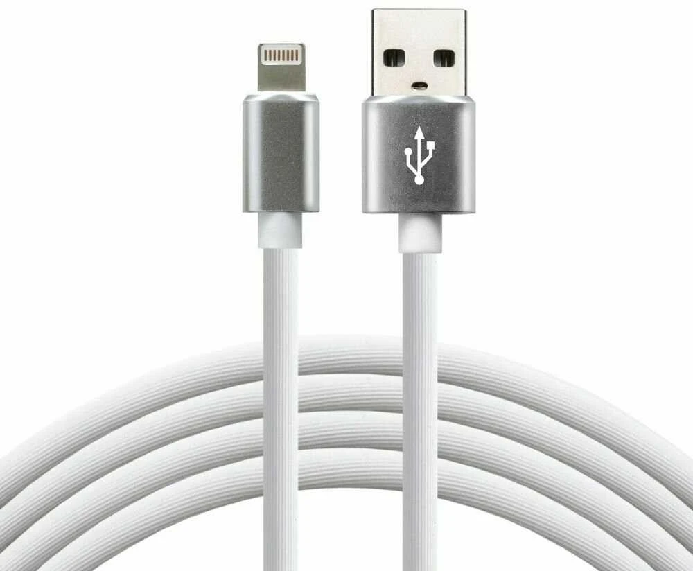 everActive kabelis USB Lightning 1m - Baltas, silikonas, greitas įkrovimas, 2,4A - CBS-1IW