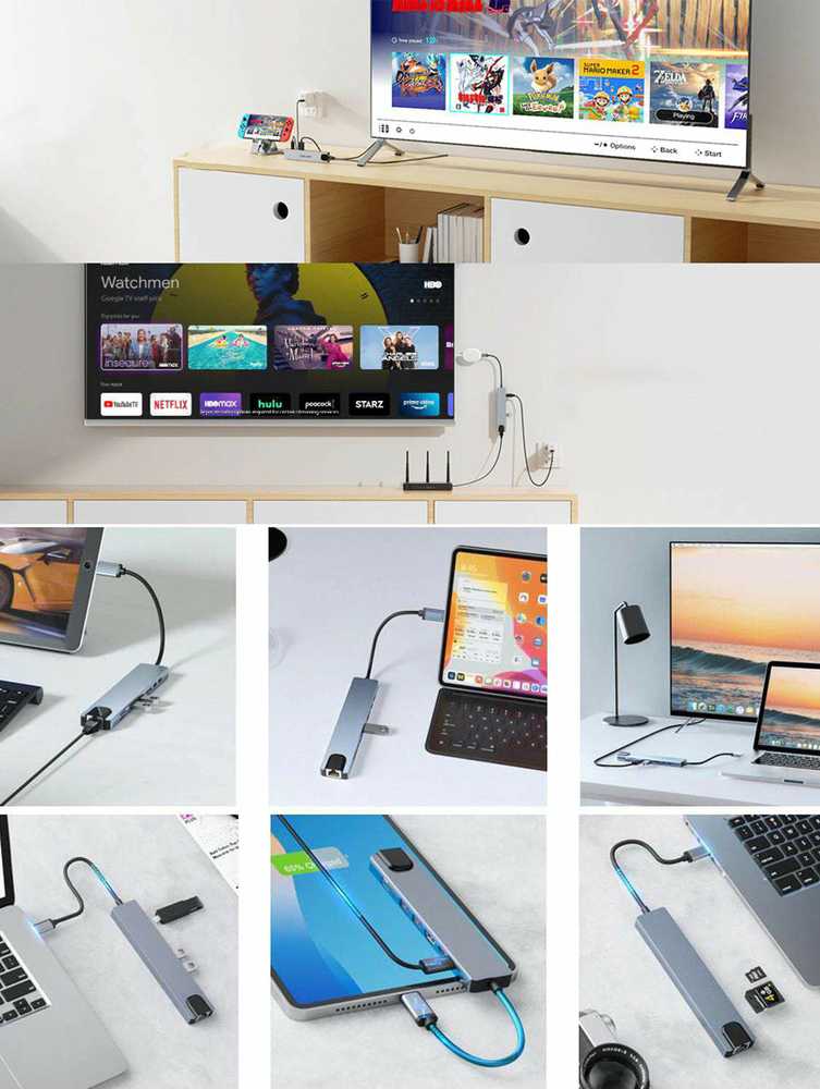 USB-C adapteris 8w1 Thunderbolt 3 HDMI RJ45