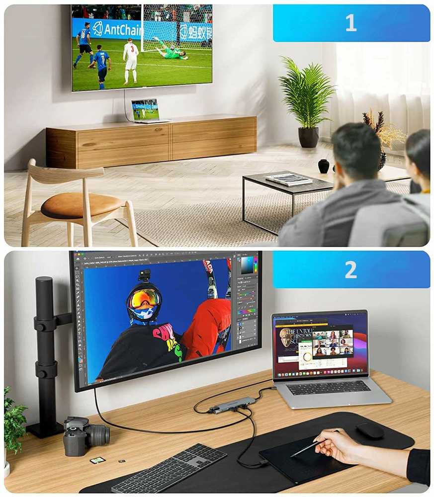 USB-C adapteris 8w1 Thunderbolt 3 HDMI RJ45