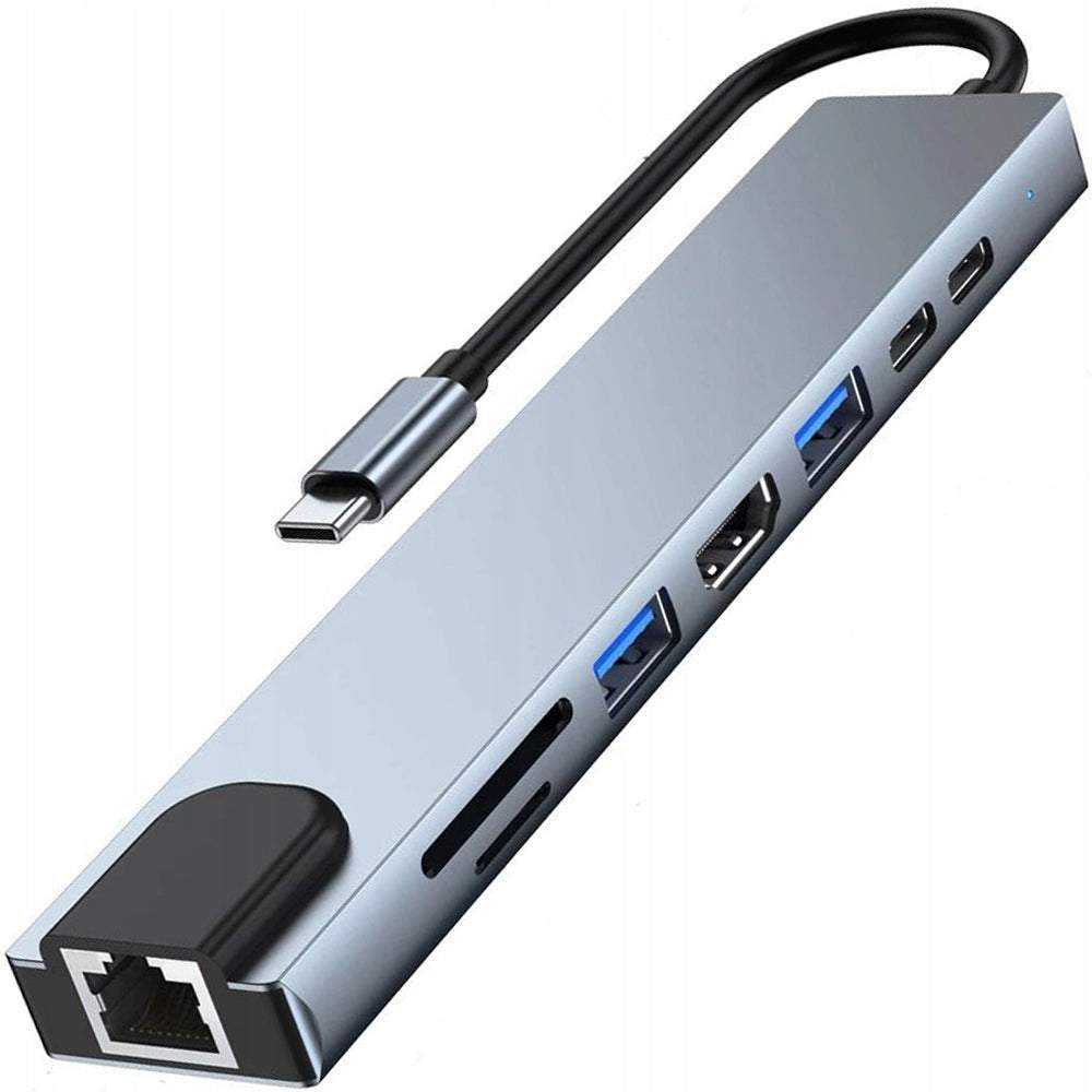 USB-C adapteris 8w1 Thunderbolt 3 HDMI RJ45