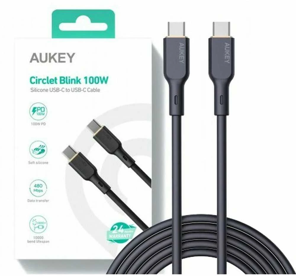 USB Kabelis - Aukey 100W 5A PD 1m, Juodas
