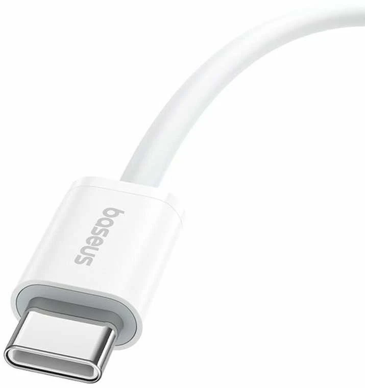 Baseus „Superior Series 2“ greito įkrovimo duomenų kabelis, C tipo į C tipo, 30 W, 1 m, „Moon baltos spalvos“.
