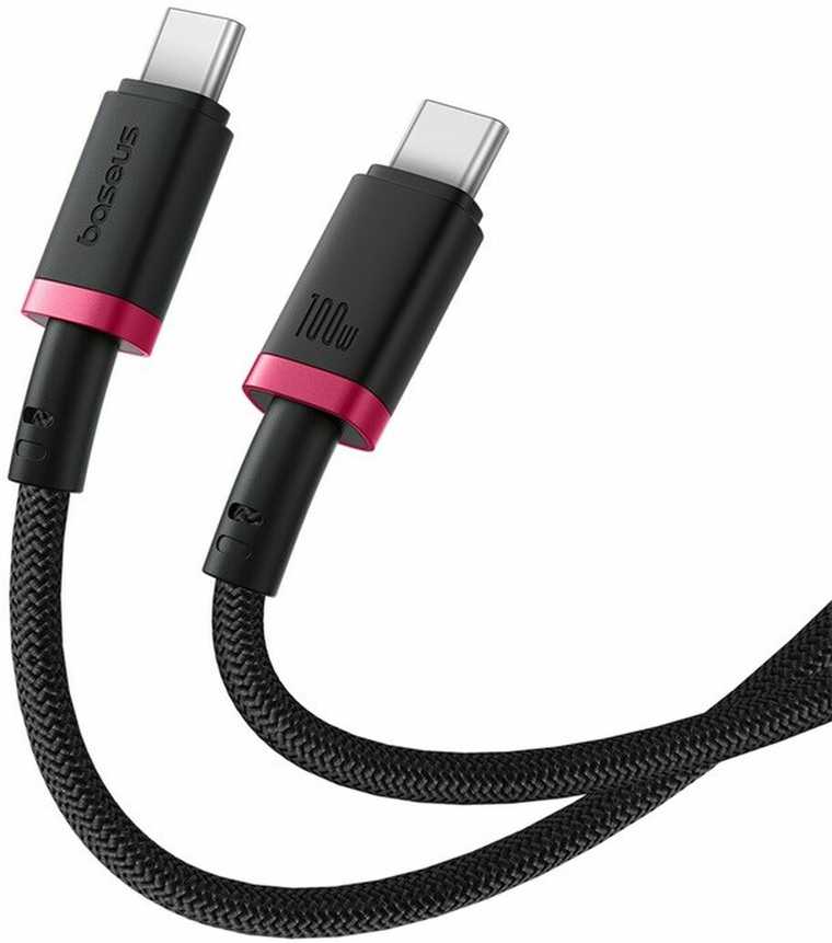 Baseus Dura Type C to Type C 100 W fast charging cable 1 m Juodas, Raudona