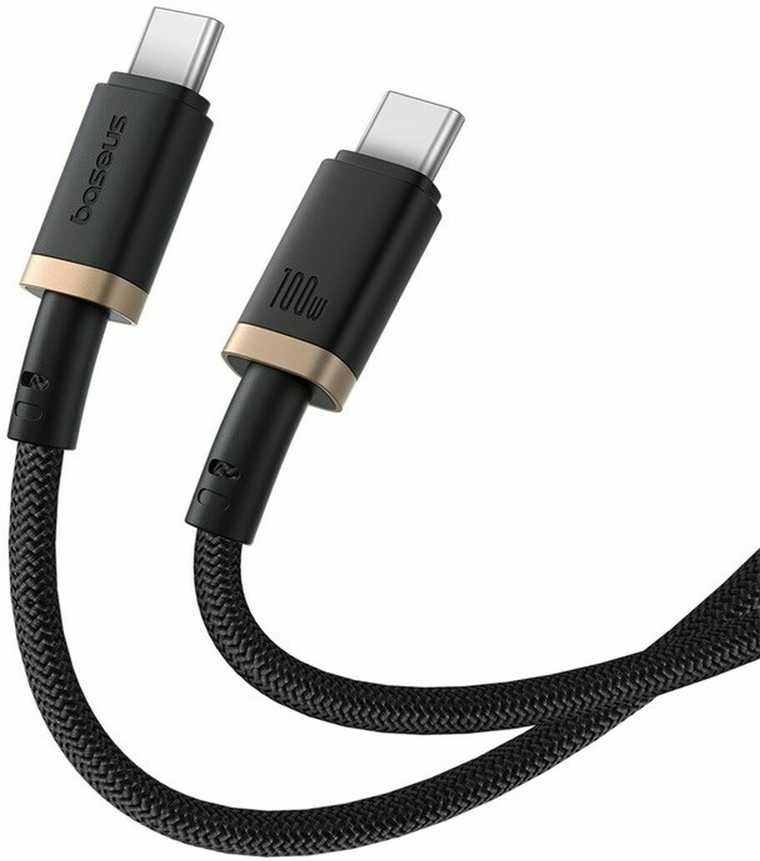 Baseus Dura Type C iki Type C 100 W greito įkrovimo laidas 2 m Juodas, Gold