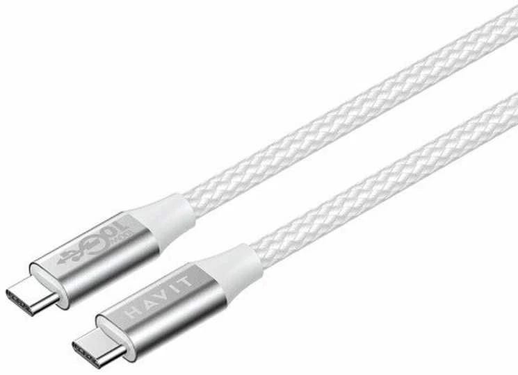 Havit CB6290 - USB Type C į USB Type C laidas, 1 m (baltas/pilkas)